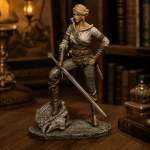 Fantasy Female Warrior STL for 3D Printing, Sword Huntress Miniature, RPG Tabletop Figure, Digital Download - Image 3