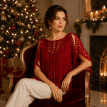 Red Lace Crochet Top Pattern PDF, Women’s Holiday Blouse, Elegant Christmas Shirt, Boho Pullover Digital Download - Image 3