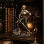 Fantasy Female Warrior STL for 3D Printing, Sword Huntress Miniature, RPG Tabletop Figure, Digital Download - Image 2