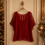 Red Lace Crochet Top Pattern PDF, Women’s Holiday Blouse, Elegant Christmas Shirt, Boho Pullover Digital Download - Image 4