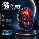 Cosmic Hero Helmet STL File for 3D Printing, Galactic Warrior Cosplay Mask, Superhero Inspired Costume Prop, Digital Download