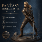 Fantasy Swordmaster STL File, Epic Warrior Miniature for 3D Printing, Digital Download