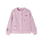 Girls Cartoon Dog Fleece Jacket Stand Collar Zip-Up Cardigan Coat for Kids - Image 3