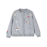 Girls Cartoon Dog Fleece Jacket Stand Collar Zip-Up Cardigan Coat for Kids - Image 2