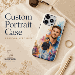 Custom Watercolor Portrait Phone Case, Personalized City Photo Case for iPhone