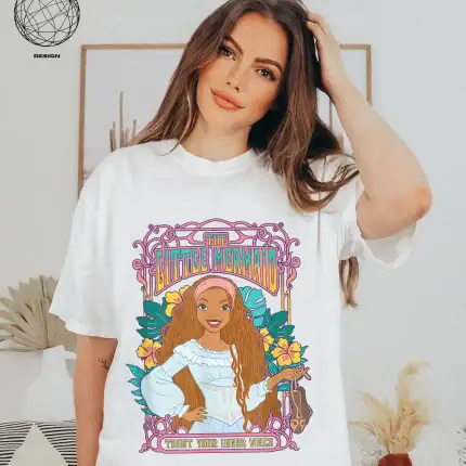 Disney The Little Mermaid Ariel Beautiful Floral Shirt, Black Girl Magic Shirt, Black Queen Shirt, The Little Mermaid Live Action - Image 3