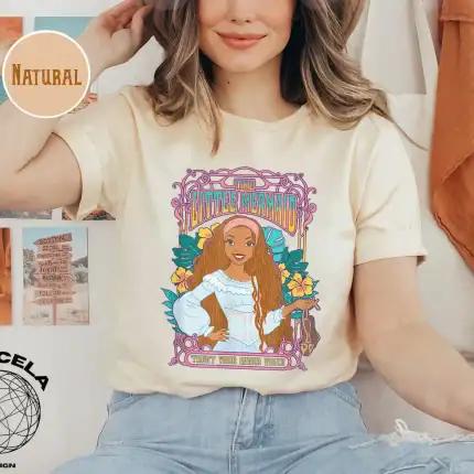 Disney The Little Mermaid Ariel Beautiful Floral Shirt, Black Girl Magic Shirt, Black Queen Shirt, The Little Mermaid Live Action