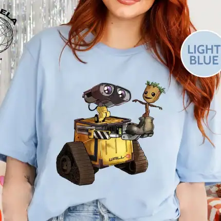 Cute Wall-E And Baby Groot Shirt, Disney Pixar Wall-E, Groot Shirt, Disney Wall-e Shirt, Disney Trip Shirt, Disney World Shirt - Image 2
