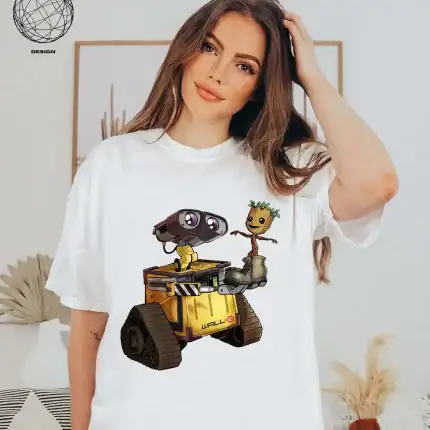 Cute Wall-E And Baby Groot Shirt, Disney Pixar Wall-E, Groot Shirt, Disney Wall-e Shirt, Disney Trip Shirt, Disney World Shirt - Image 4