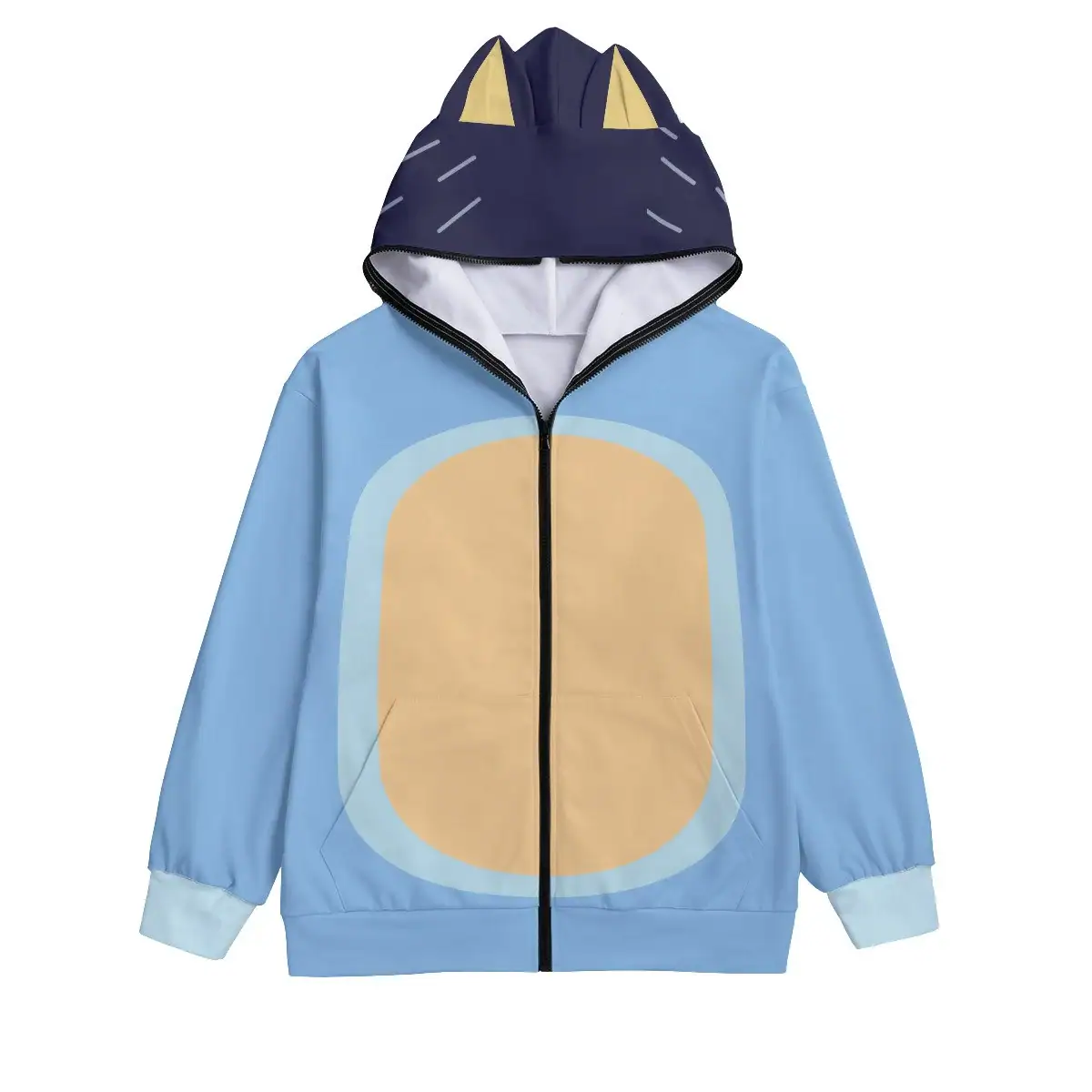 Blue Dad Costume Hoodie – Halloween – Unisex Hoodie with Full Zip-Up and Ears Blue Dad Costume Hoodie - Halloween - Unisex Hoodie with Full Zip-Up and Ears - Image 1
