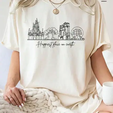 Retro Disneyland Happiest Place On Earth Shirt, Vintage Disney Shirt, Magic Kingdom Shirt, Disneyland Shirt, Comfort Colors Shirt