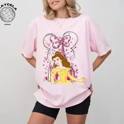 Minnie castle disney princess Shirt, Belle Shirt, Watercolor Belle T-shirt, Beauty and Beast Belle Shirt, Cute Belle Tee, Disney Girl Shirt - Image 2