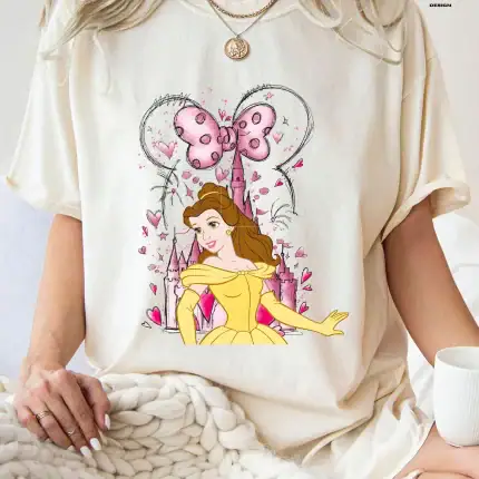 Minnie castle disney princess Shirt, Belle Shirt, Watercolor Belle T-shirt, Beauty and Beast Belle Shirt, Cute Belle Tee, Disney Girl Shirt