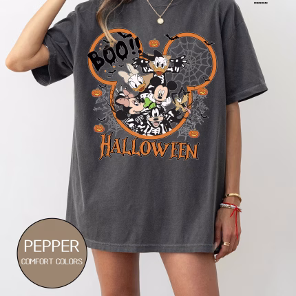 Disney Mickey And Friends Skeleton Halloween Shirt, Halloween Matching Shirt, Disney Halloween Skeleton Tee - Image 4