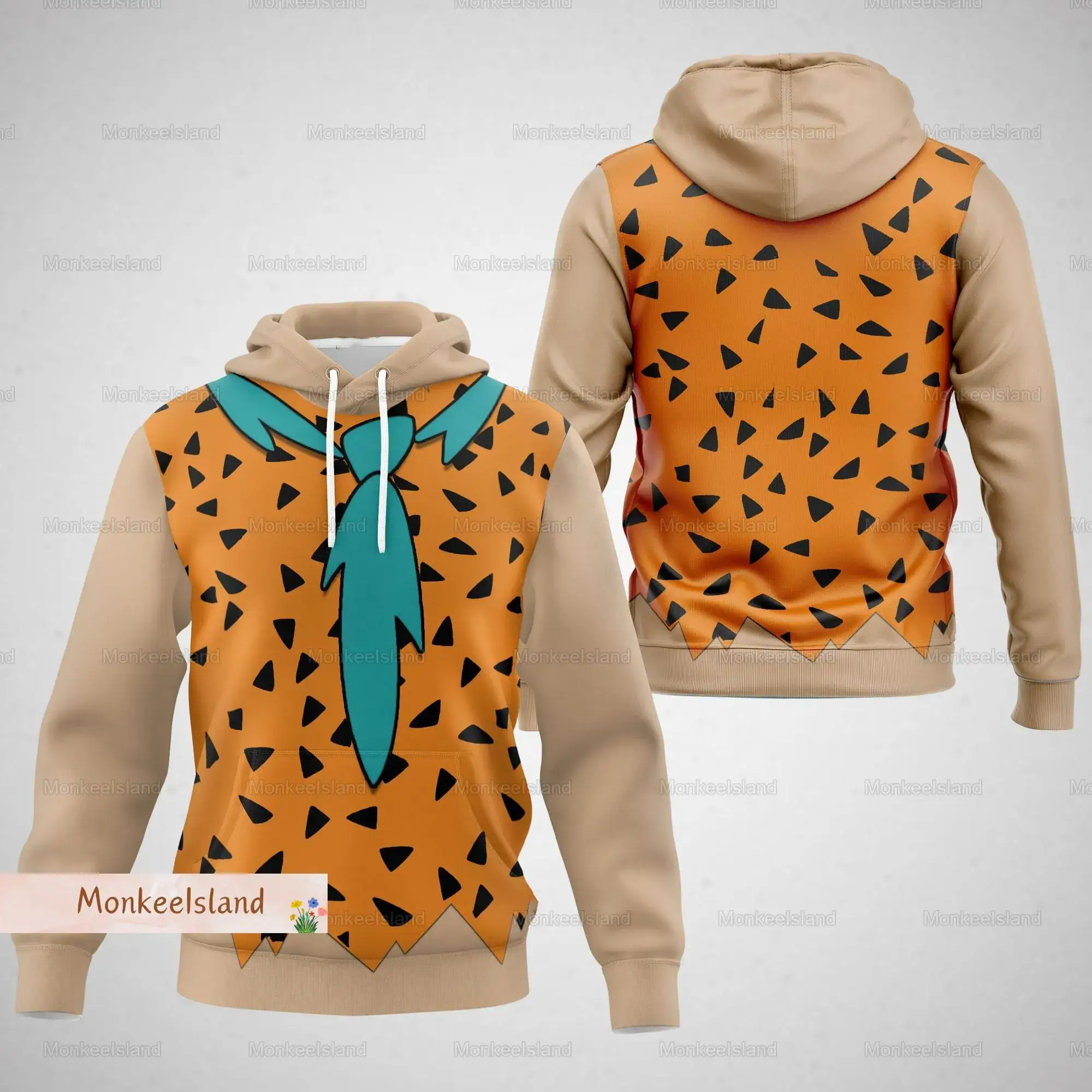 Halloween Fred Flintstone Cosplay Hoodie, The Fred Flintstone Costume, Flintstone Characters Hoodie, Trendy Hoodie, Fred Flintstone Gift