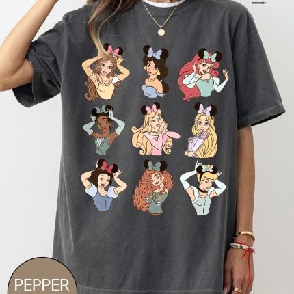 Retro Princesses Shirt, Disney Princess Shirt, Disney Trip Shirt, Belle Shirt, Tiana Shirt, Ariel, Merida, Aurora, Cinderella, Jasmine - Image 2