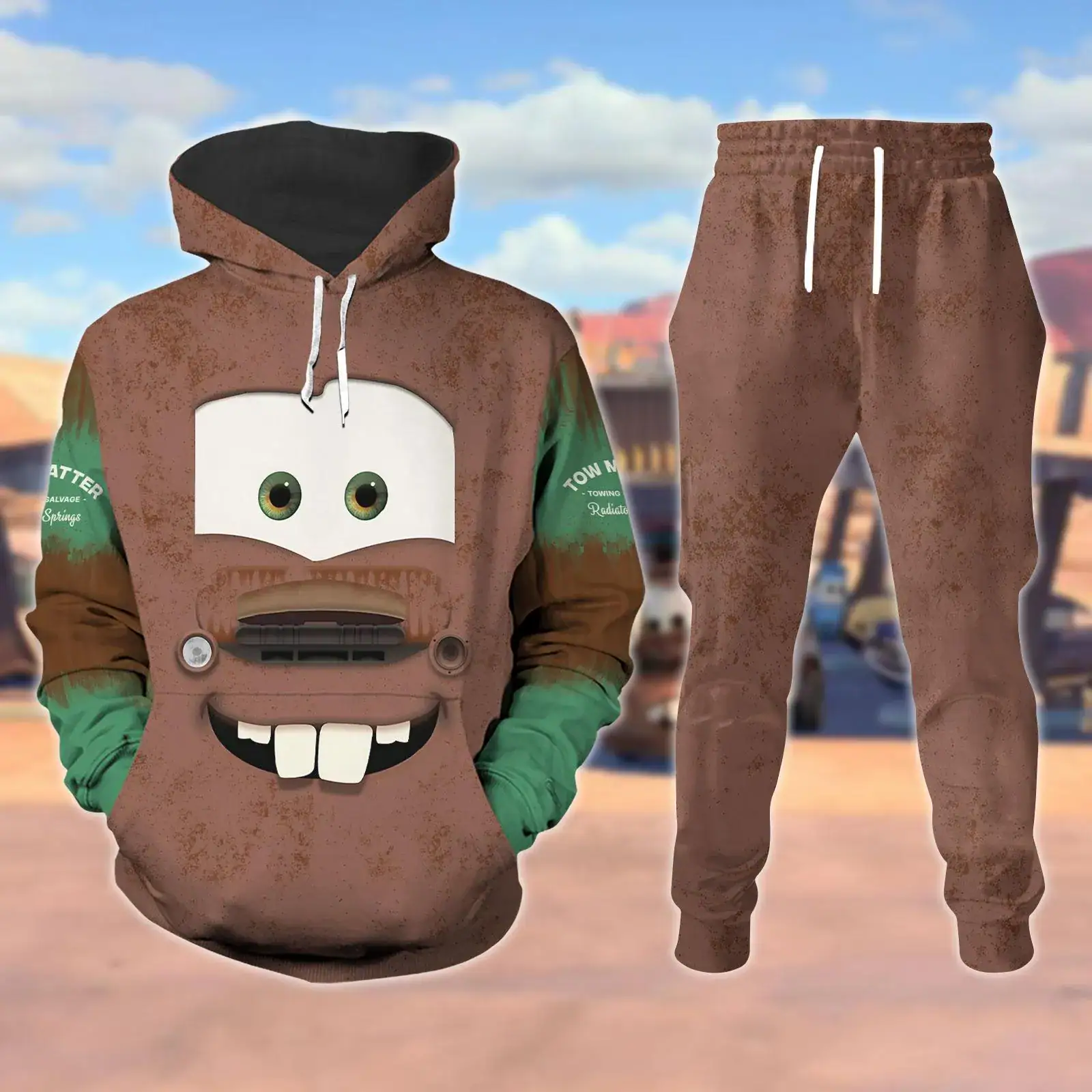 Tow Mater Costume Hoodie Jogger , Disneyland Cars Cosplay Jogger Pants, Pixar Cartoon Hoodie For Men, Christmas Gift