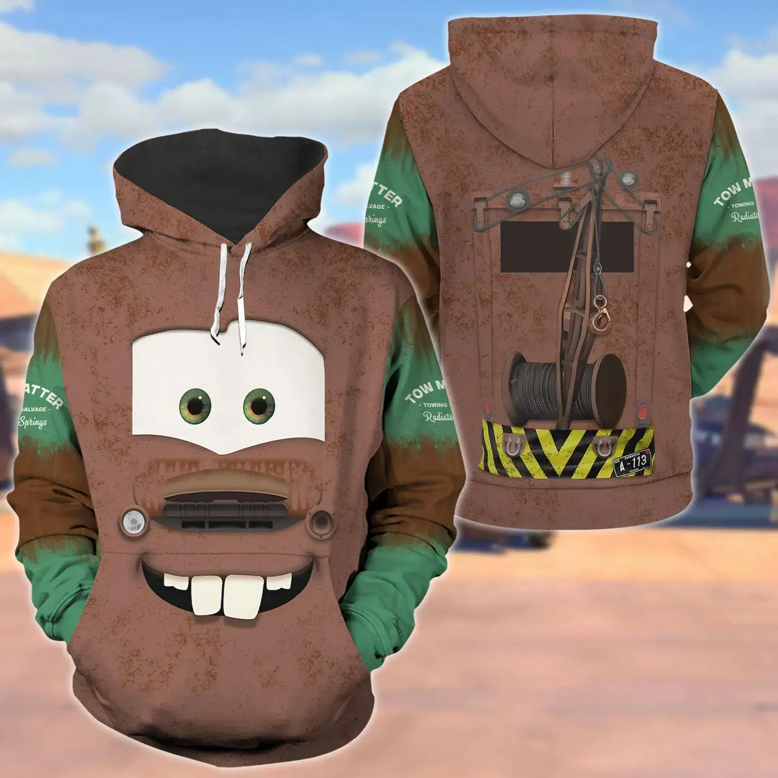 Tow Mater Costume Hoodie Jogger , Disneyland Cars Cosplay Jogger Pants, Pixar Cartoon Hoodie For Men, Christmas Gift - Image 2