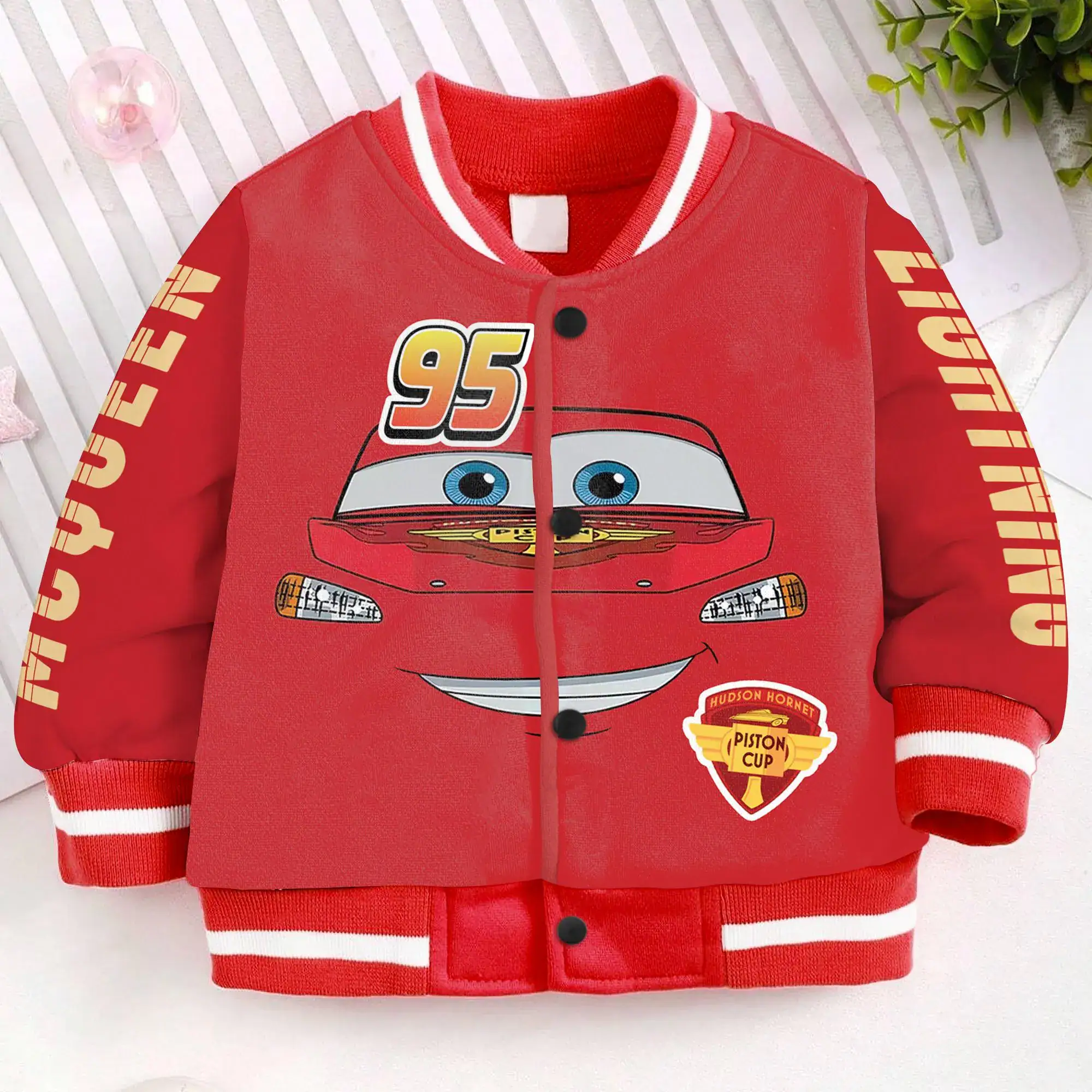 Lightning McQueen 95 Baseball Varsity Jacket, Kids and Adults