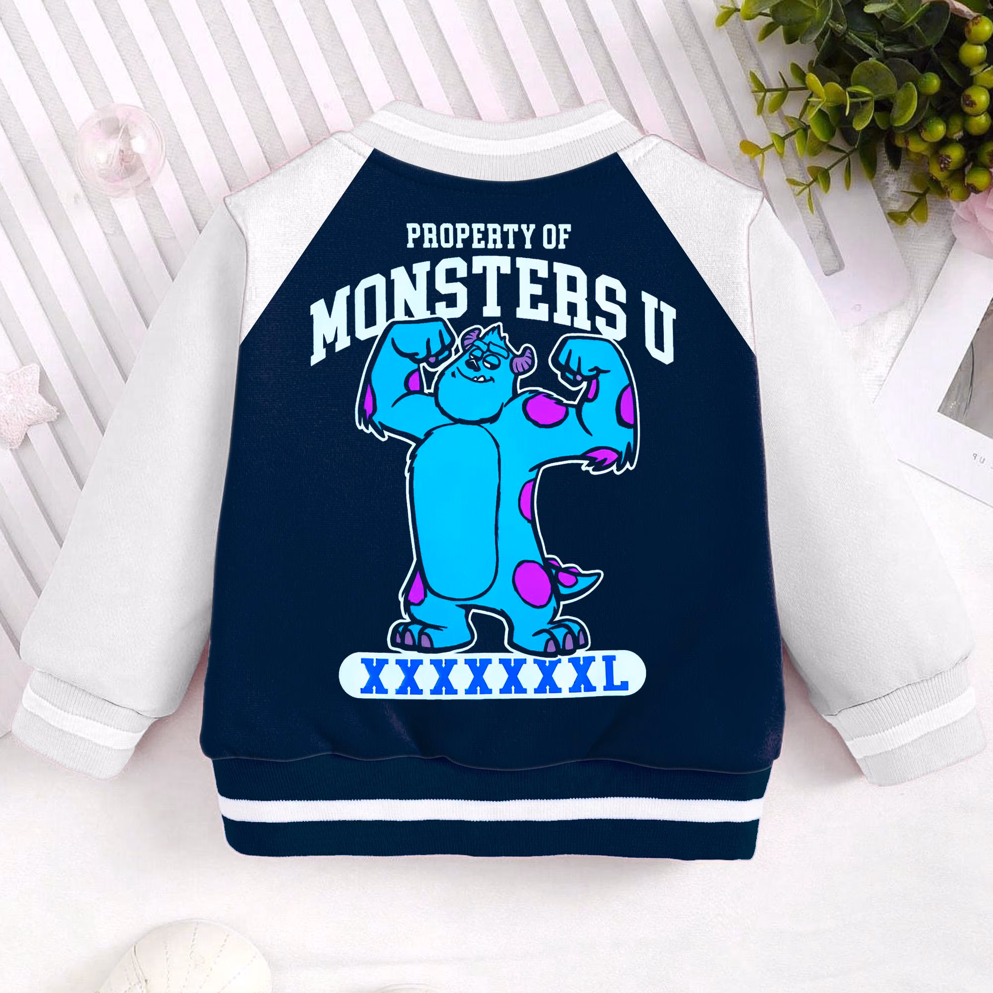 Monsters Univerisity Mike And Jame Kids and Youth Baseball Jacket, Aldult Unisex Varsity Baseball Jacket - Image 2