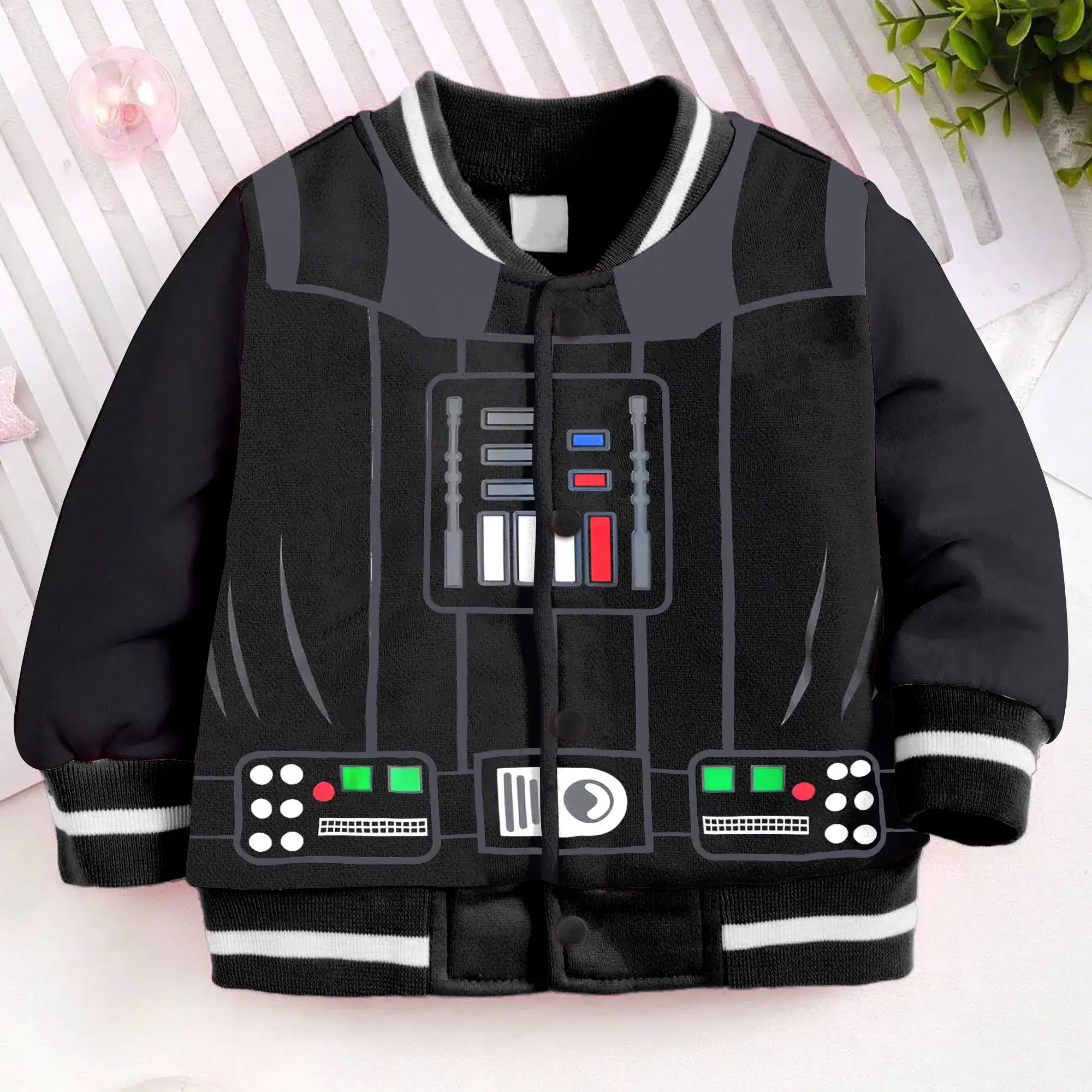 Darth Vader Costume Kids and Youth Baseball Jacket, Aldult Unisex Varsity Baseball Jacket