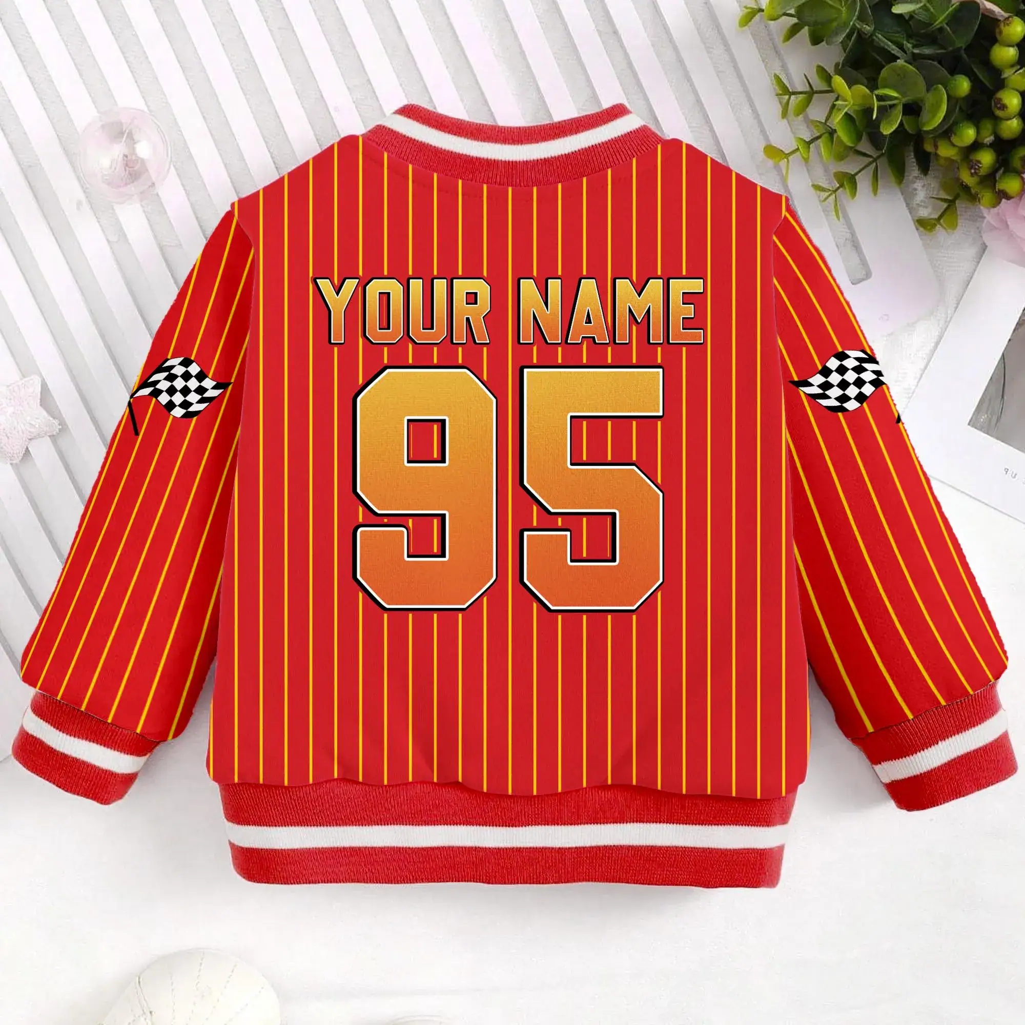 Custom Name Number Kids Varsity Jacket, Racing Style