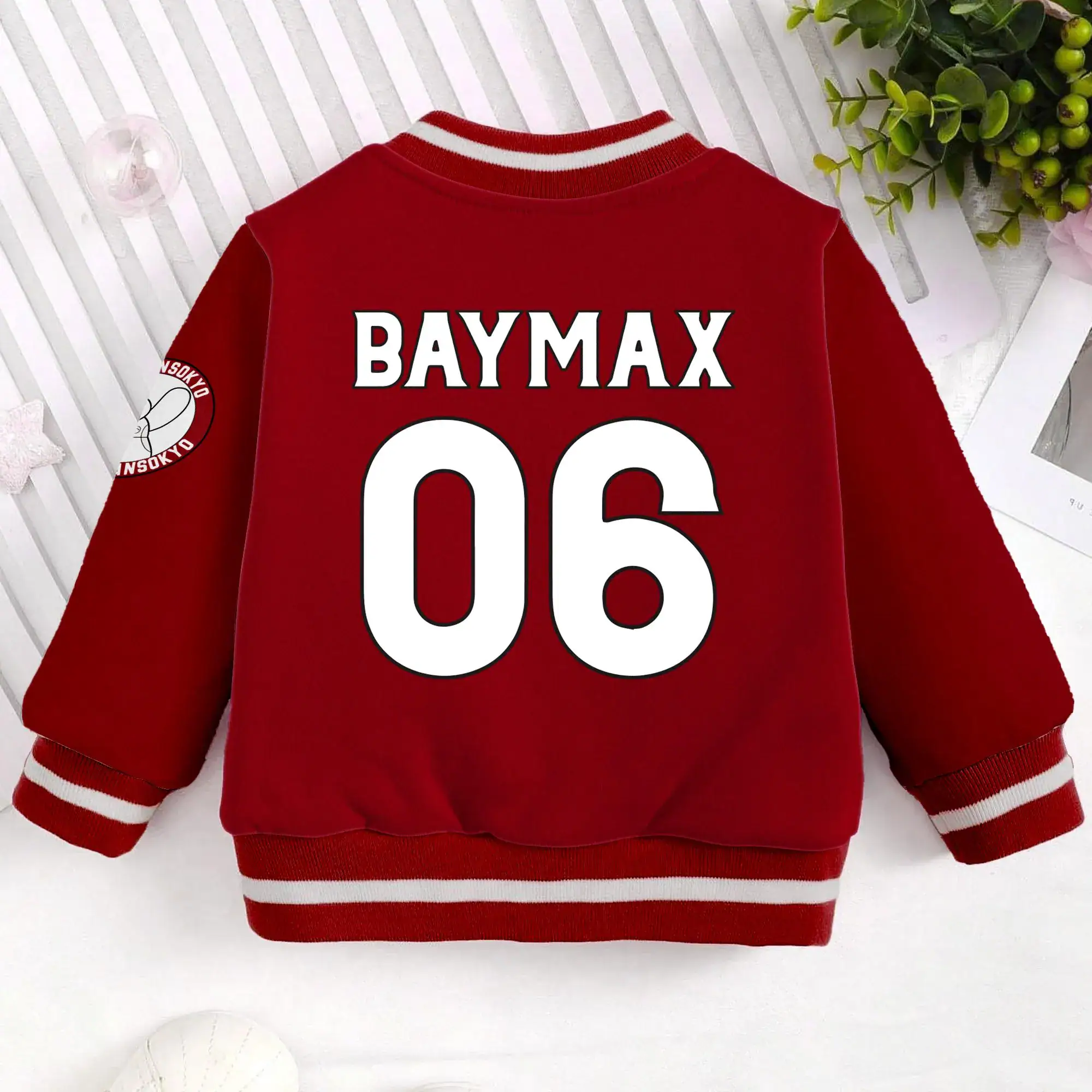Baymax Kids Varsity Jacket, Cartoon Patches, Unisex Baseball Jacket
