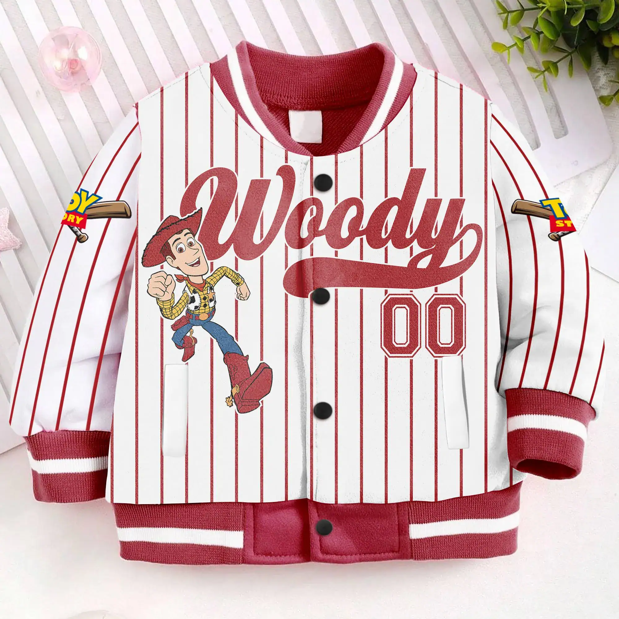 Custom Name And Number Woody Kids and Youth Baseball Jacket, Aldult Unisex Varsity Baseball Jacket - Image 2