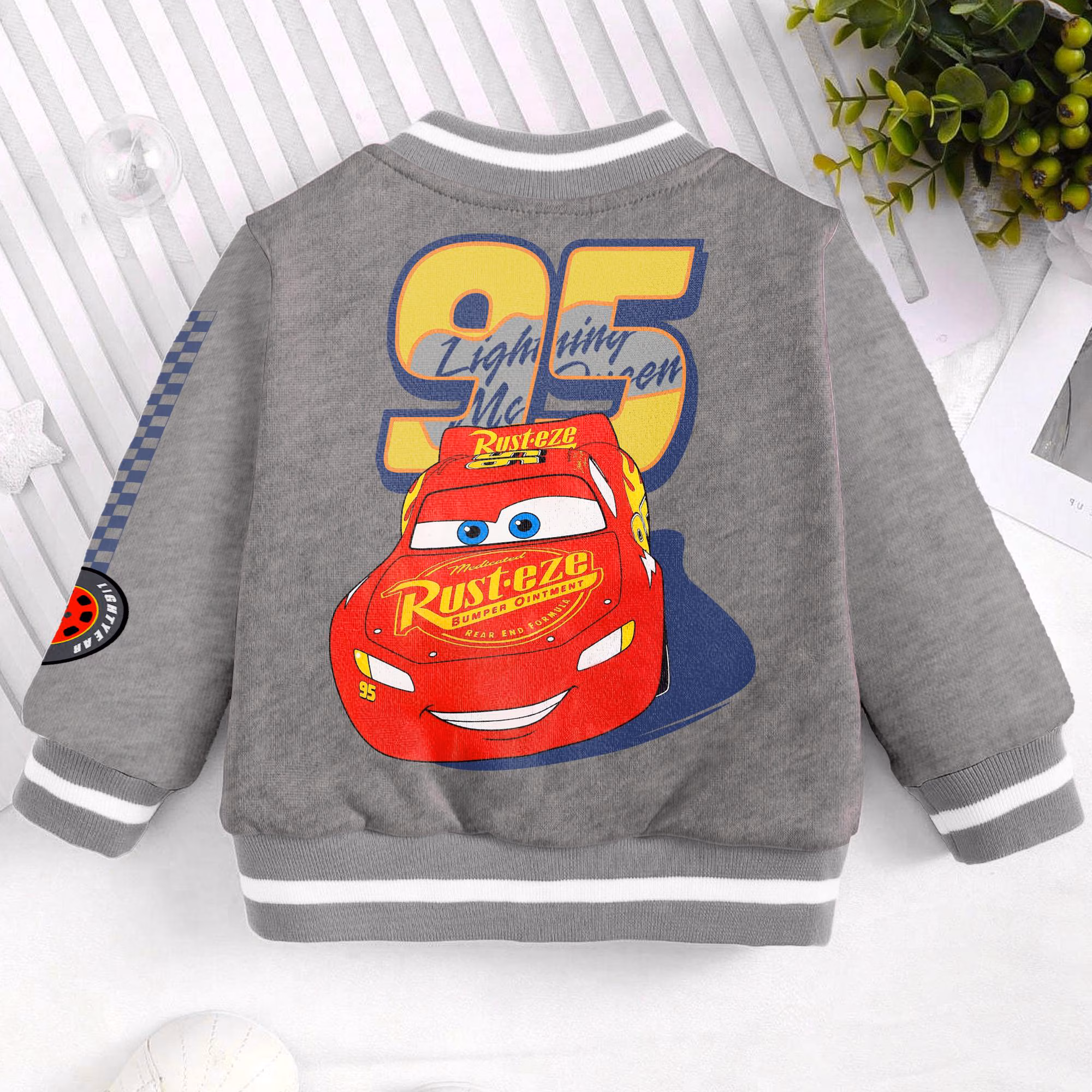 Lightning McQueen 95 Varsity Jacket, Kids & Adult Unisex Baseball Jacket