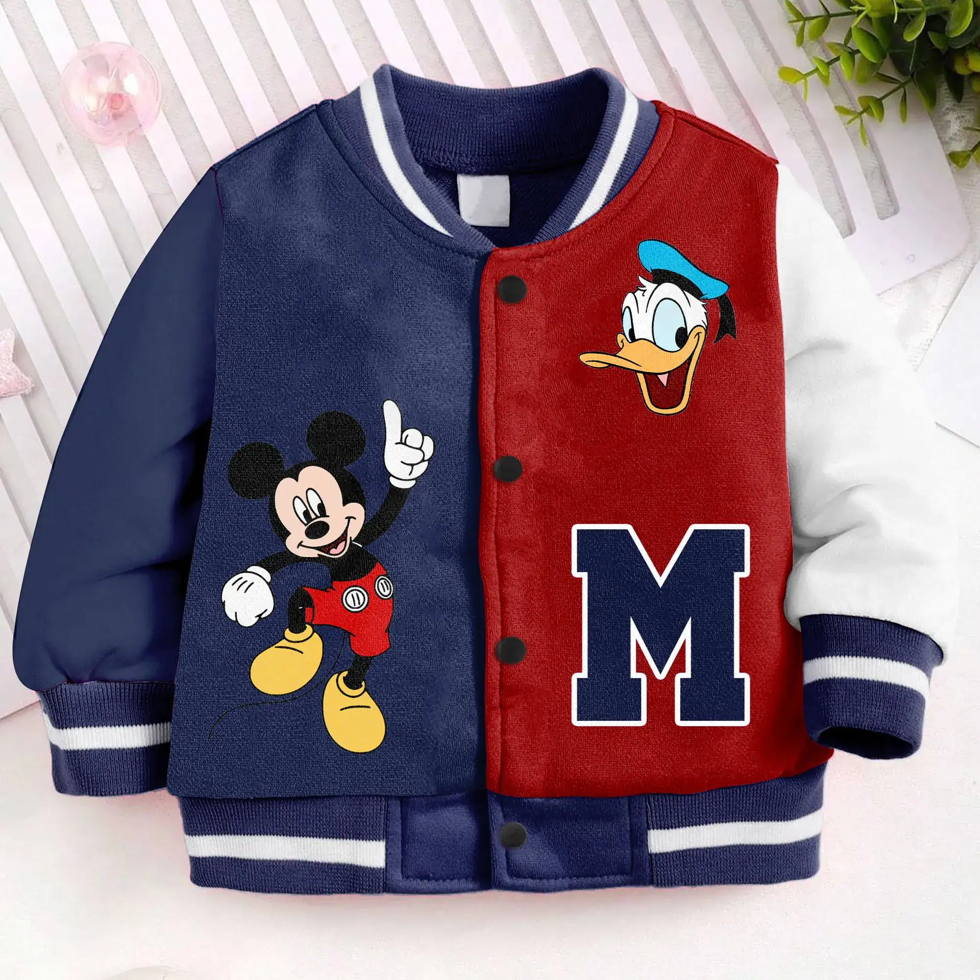 Mouse And Donald Friends Kids and Youth Baseball Jacket, Aldult Unisex Varsity Baseball Jacket