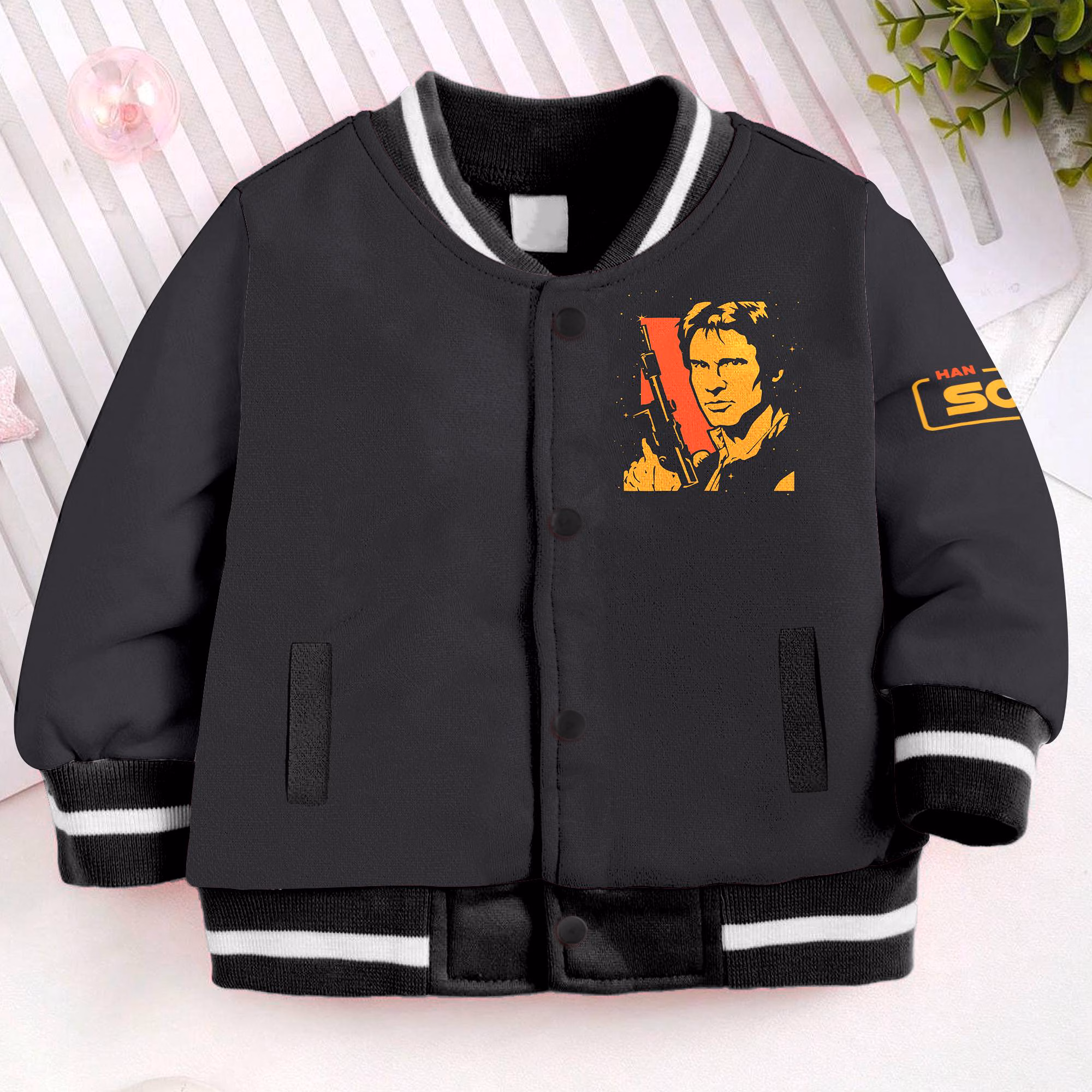 Han Solo Smuggling Kids and Youth Baseball Jacket, Aldult Unisex Varsity Baseball Jacket - Image 2