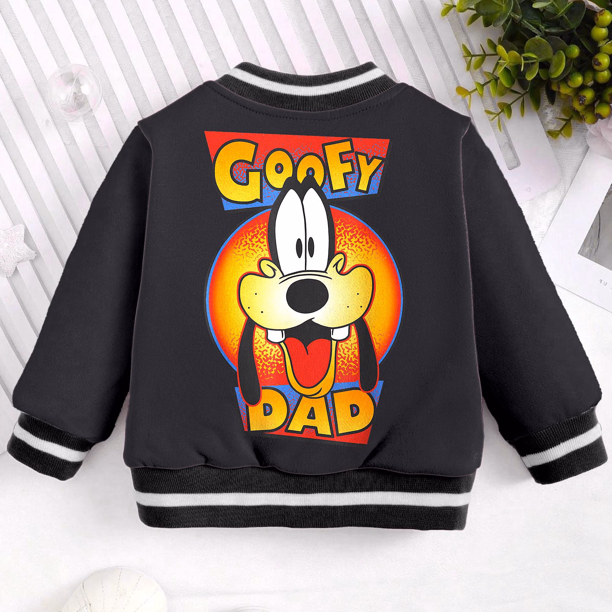 Goofy Dad Big Face Kids and Youth Baseball Jacket, Aldult Unisex Varsity Baseball Jacket