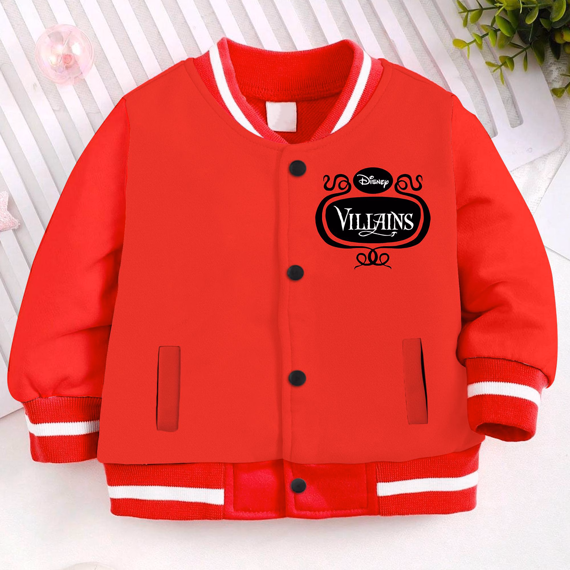 Villain Cruella Maleficent Ursula Kids and Youth Baseball Jacket, Aldult Unisex Varsity Baseball Jacket - Image 2