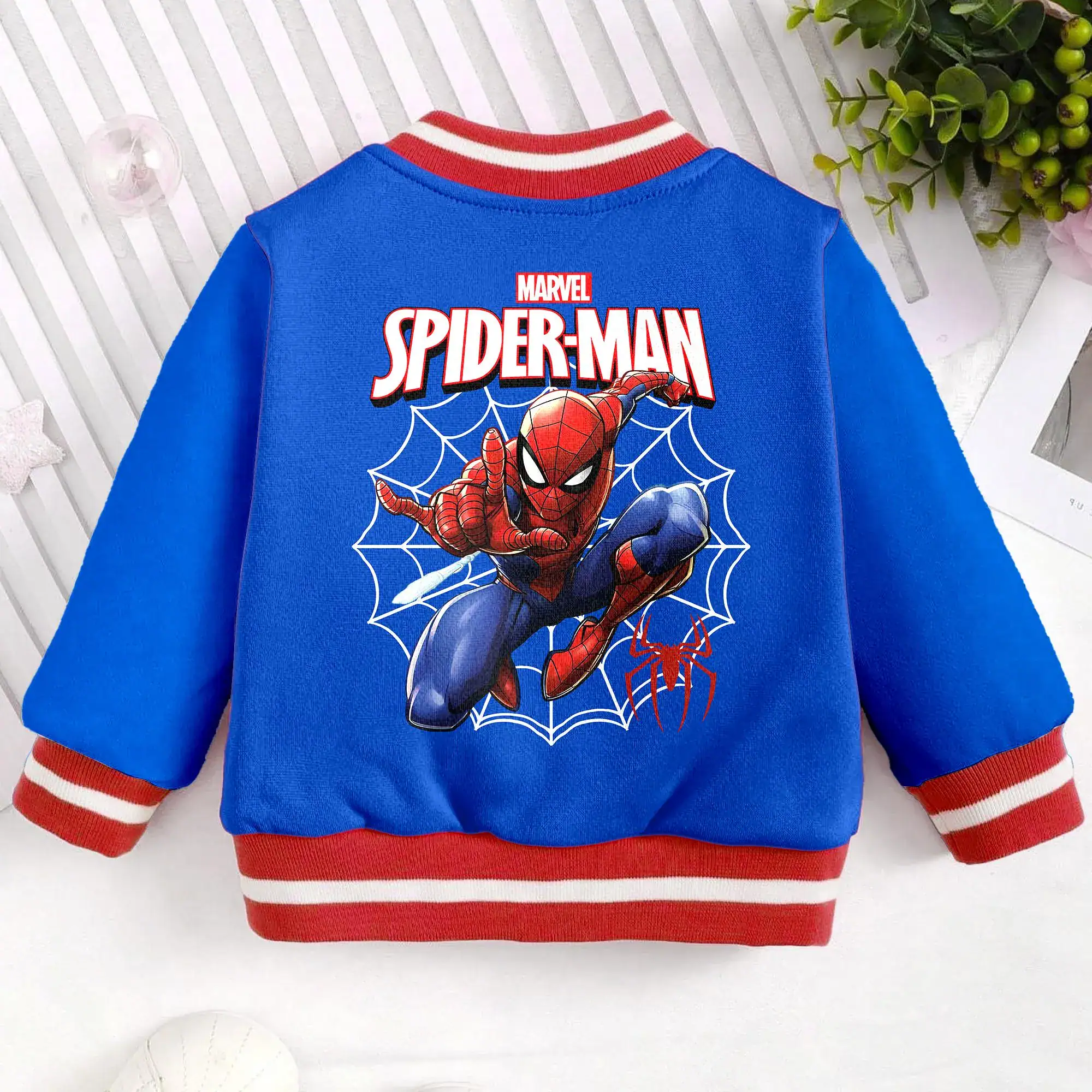 Spider-man Blue Kids and Youth Baseball Jacket, Aldult Unisex Varsity Baseball Jacket