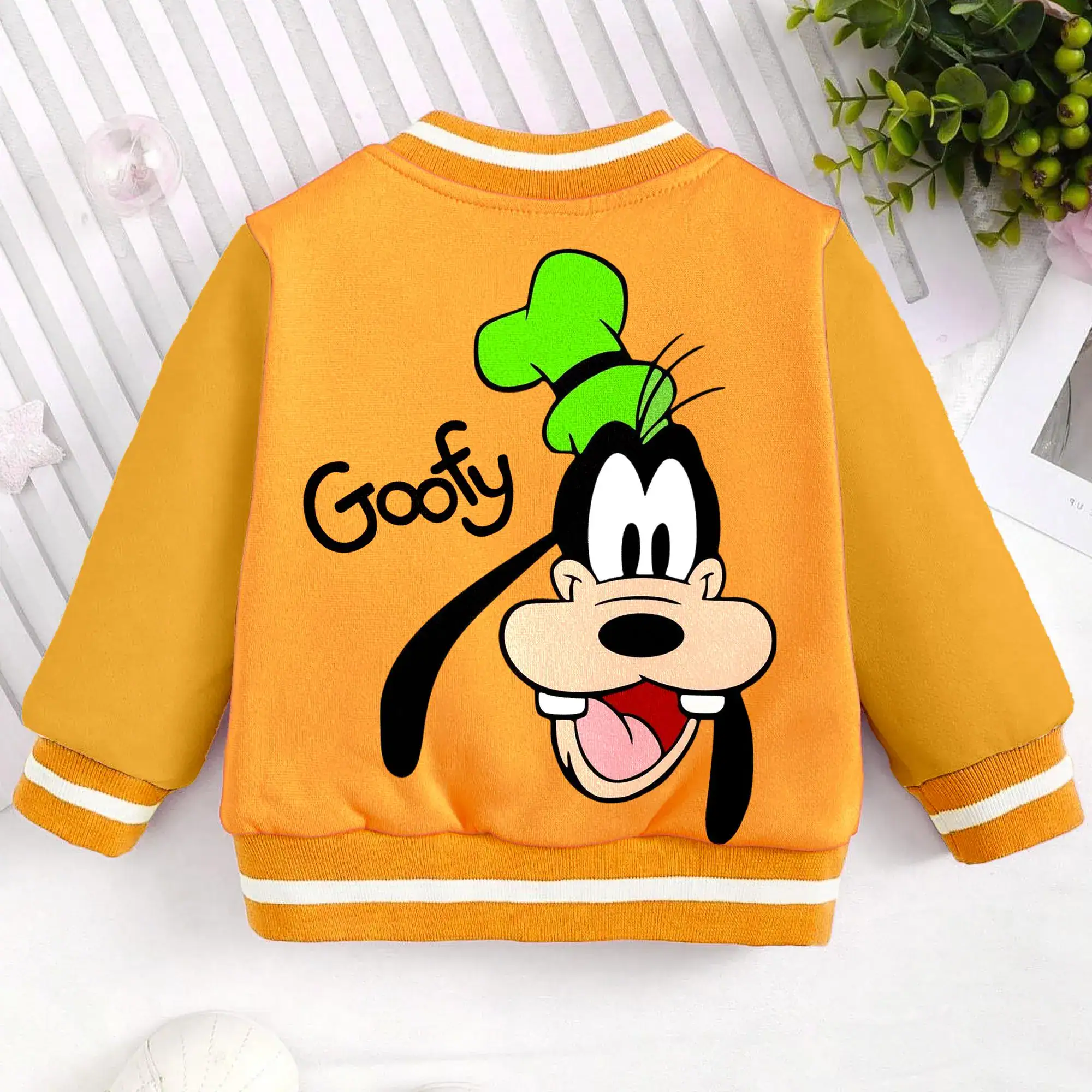 Goofy Big Face Kids and Youth Baseball Jacket, Aldult Unisex Varsity Baseball Jacket