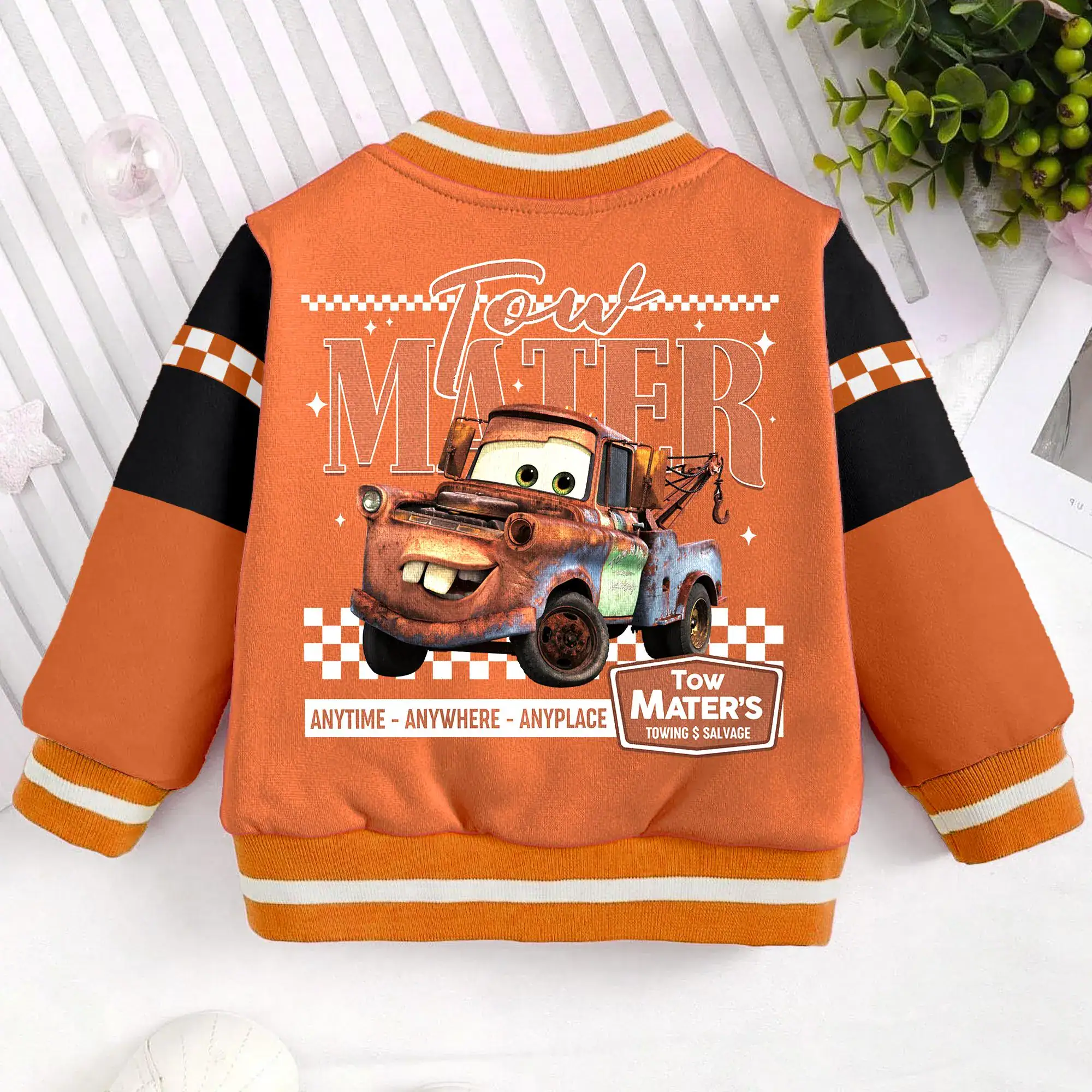 Tow Mater Towing Kids and Youth Baseball Jacket, Aldult Unisex Varsity Baseball Jacket