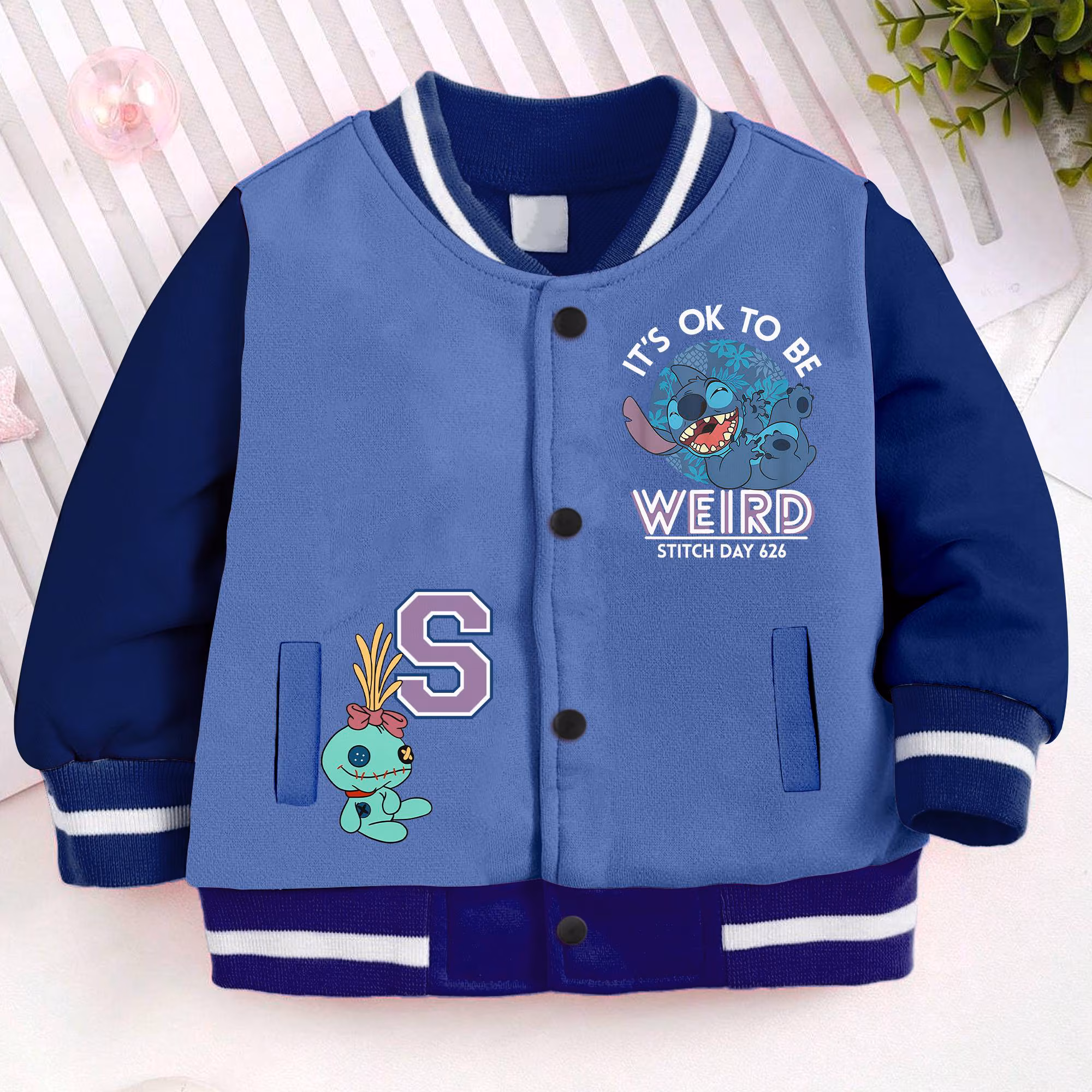 Stitch Weird 626 Kids and Youth Baseball Jacket, Aldult Unisex Varsity Baseball Jacket