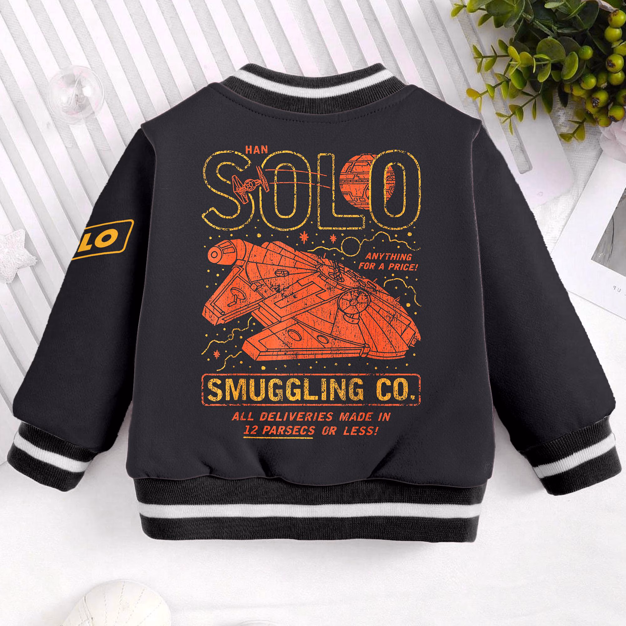 Han Solo Smuggling Kids and Youth Baseball Jacket, Aldult Unisex Varsity Baseball Jacket