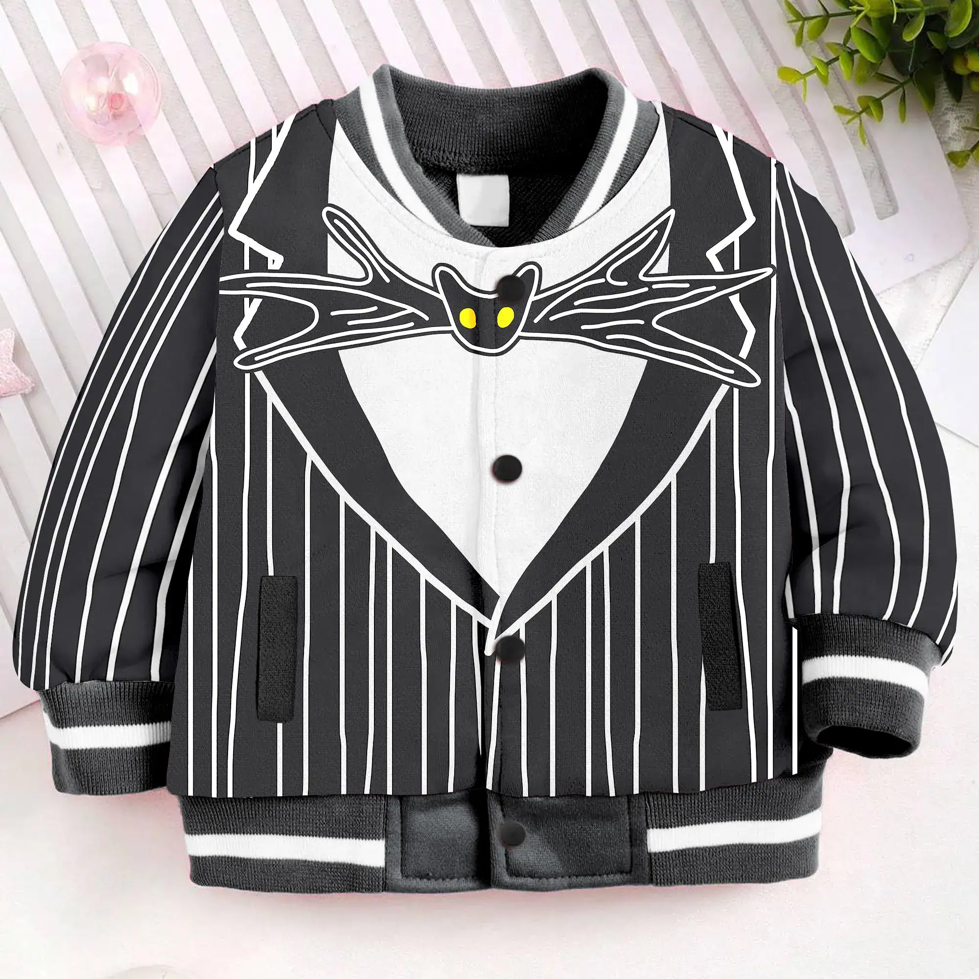 Jack Skellington Nighmare Xmas Kids and Youth Baseball Jacket, Aldult Unisex Varsity Baseball Jacket