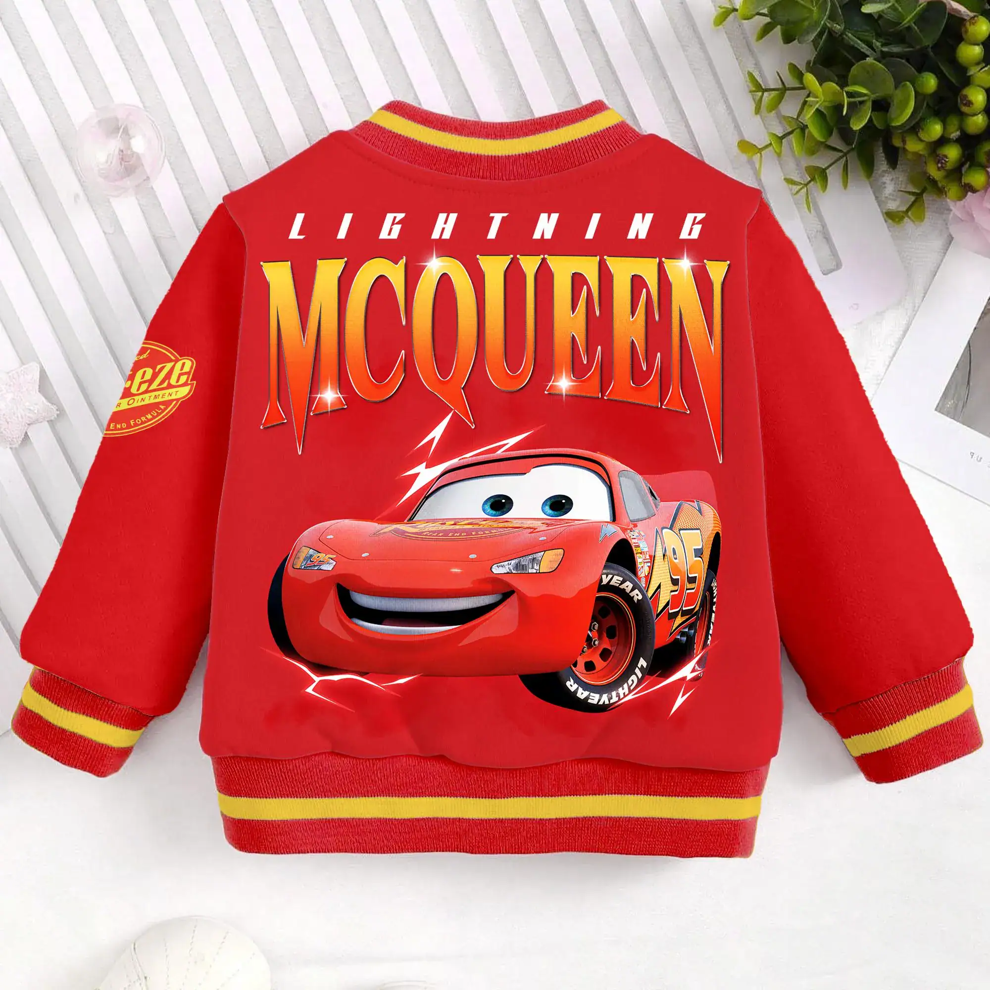 Lightning McQueen Kids and Youth Baseball Jacket, Aldult Unisex Varsity Baseball Jacket
