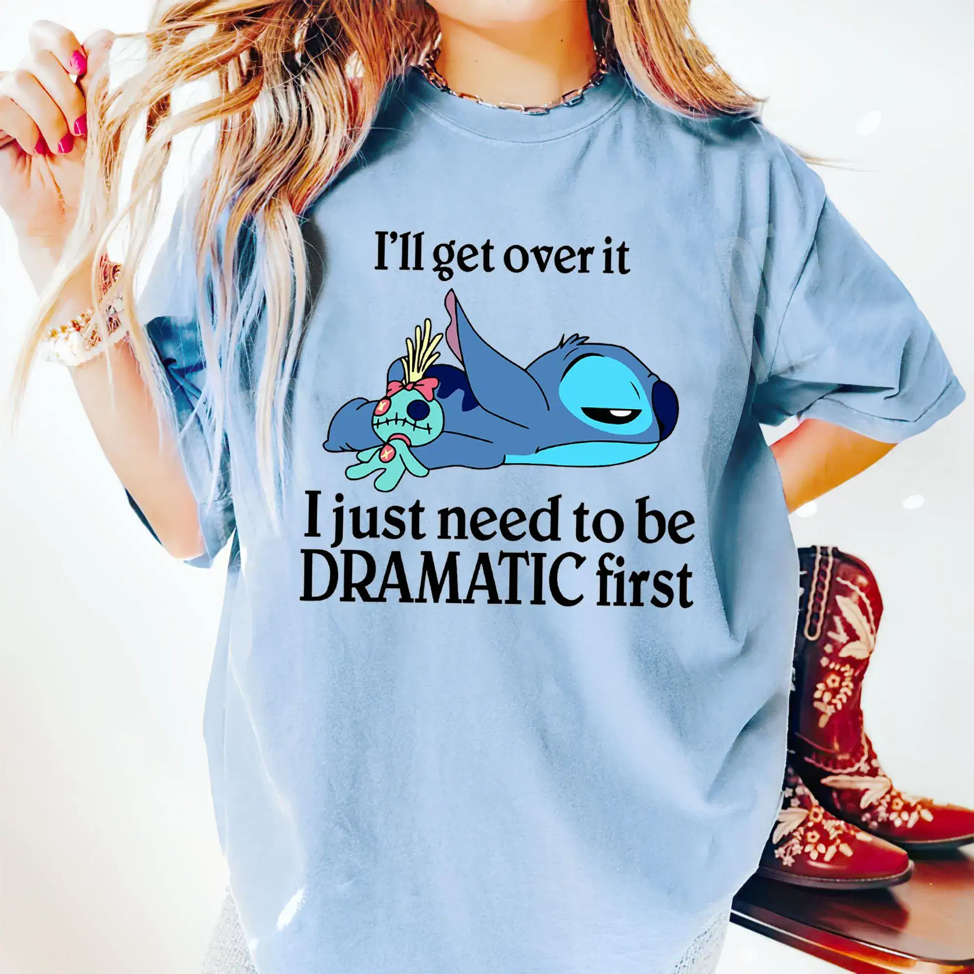 I'll Get Over It Shirt, I Just Need To Be Dramatic First T-Shirt, Disney Stitch Sweatshirt, Dramatic Stitch Tee, Ohana Means Family Gift - Image 2