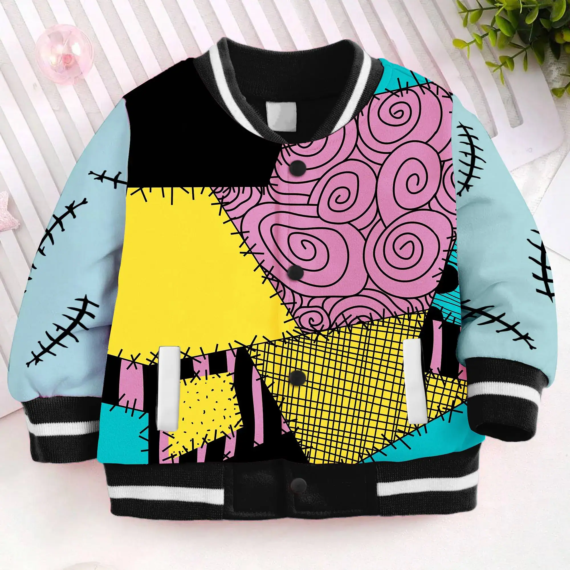 Sally Costume Nightmare Before Xmas Kids and Youth Baseball Jacket, Aldult Unisex Varsity Baseball Jacket