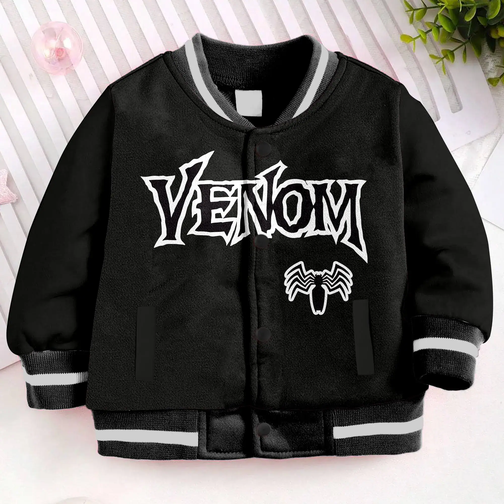 Custom Name And number Venom Kids and Youth Baseball Jacket, Aldult Unisex Varsity Baseball Jacket