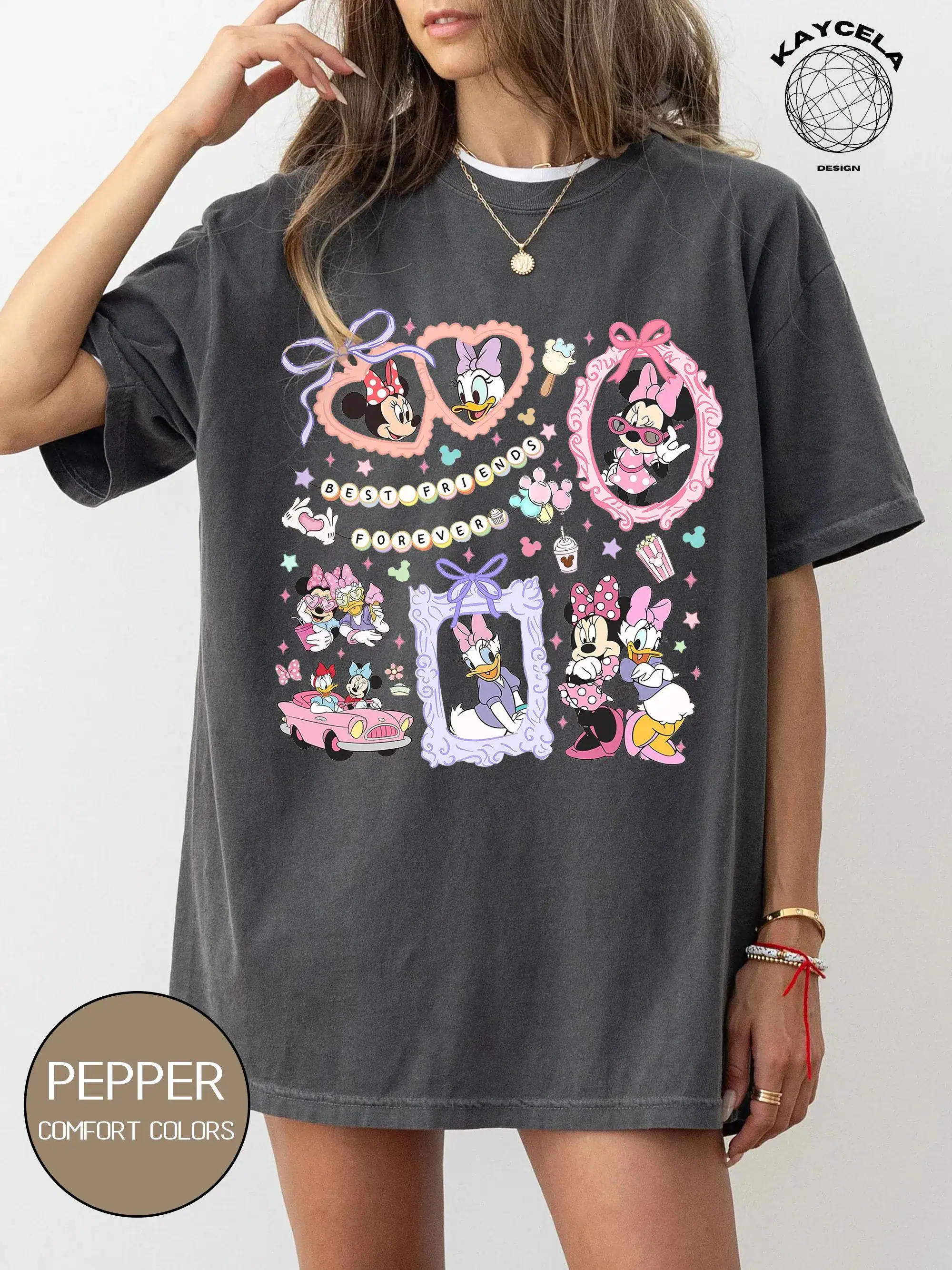 Retro Coquette Bows Minnie and Daisy shirt, Disney With My Bestie, Disney Girls Trip shirts, WDW Magic Kingdom Disneyland Matching Girls Tee - Image 4