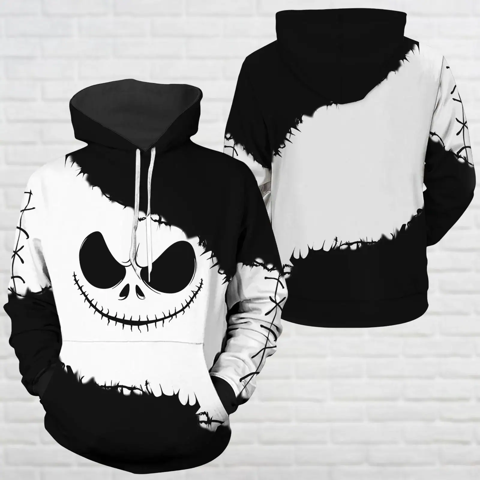 Halloween Jack Skellington Hoodie, Nightmare Before Christmas 3D Hoodie, Horror Movie Fan Shirt, Halloween Gift