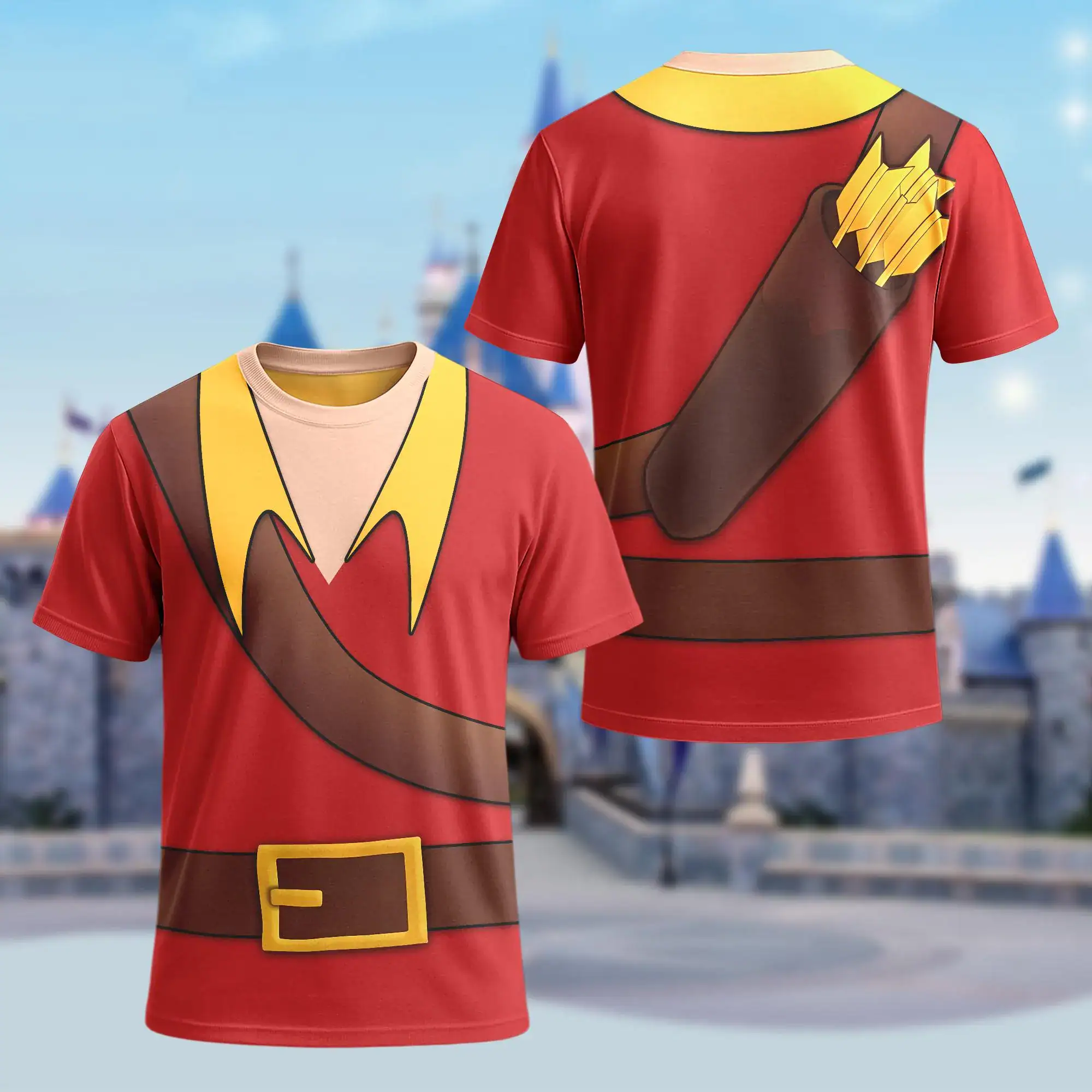 Wdw Beauty and The Beast Halloween Costume 3D T-Shirt, Belle Cogsworth Lumiere Gaston Halloween Costume For Family Matching Group T Shirt - Image 3
