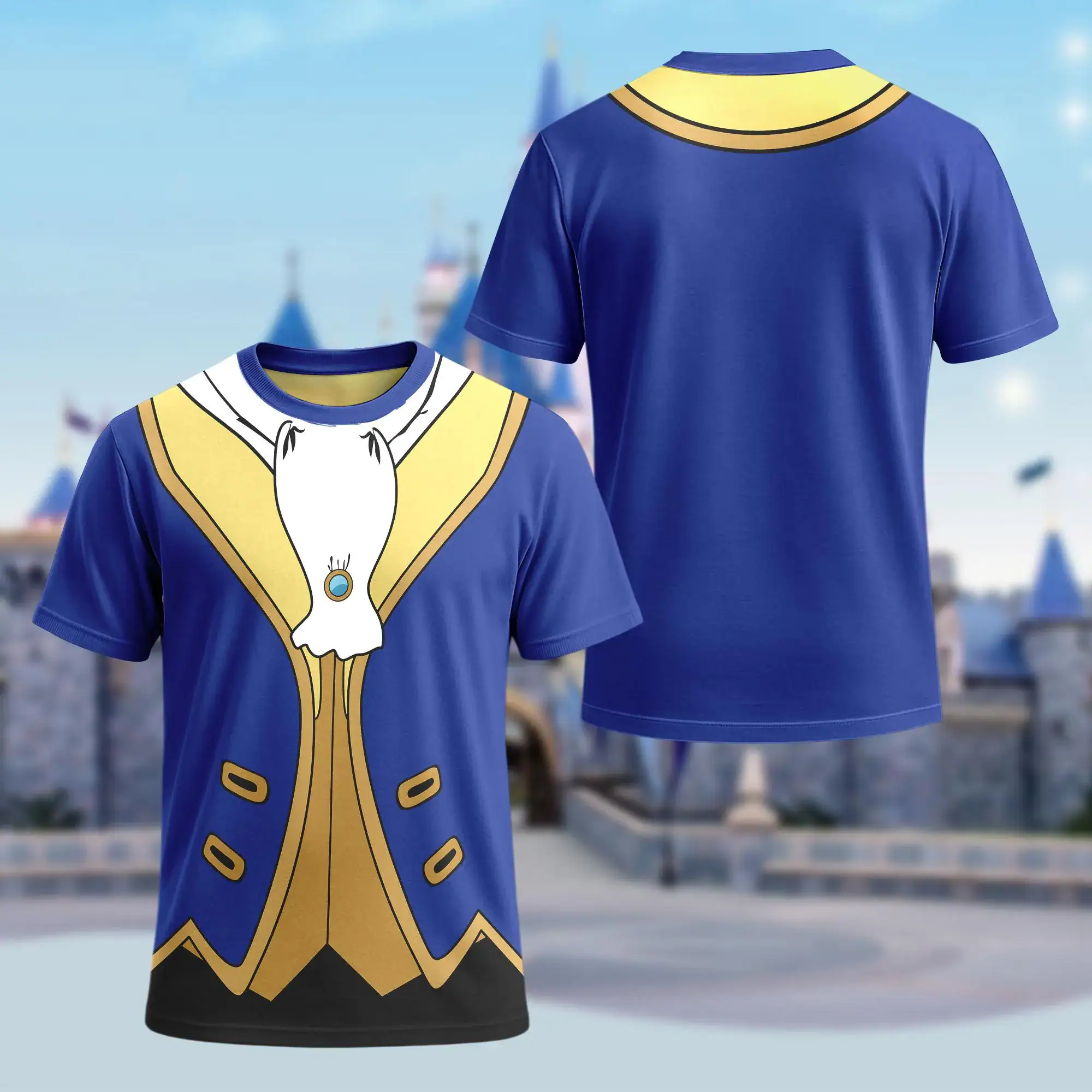 Wdw Beauty and The Beast Halloween Costume 3D T-Shirt, Belle Cogsworth Lumiere Gaston Halloween Costume For Family Matching Group T Shirt - Image 2