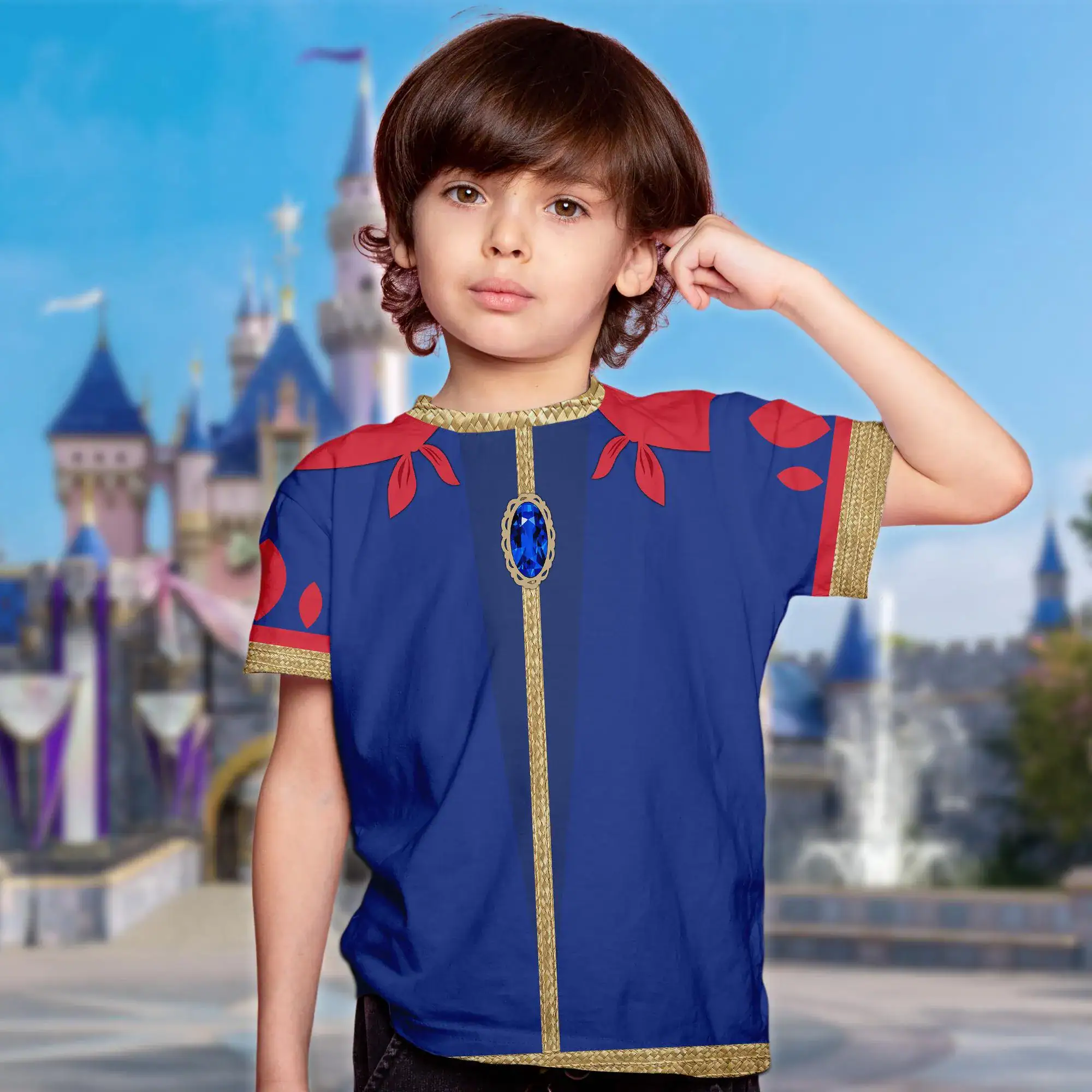 Snow Princess 3D Costume Shirt, Halloween Costume For Family Group Shirt, Princess And Dwarfs Tee, White Princess Cosplay Costume For Women - Image 4