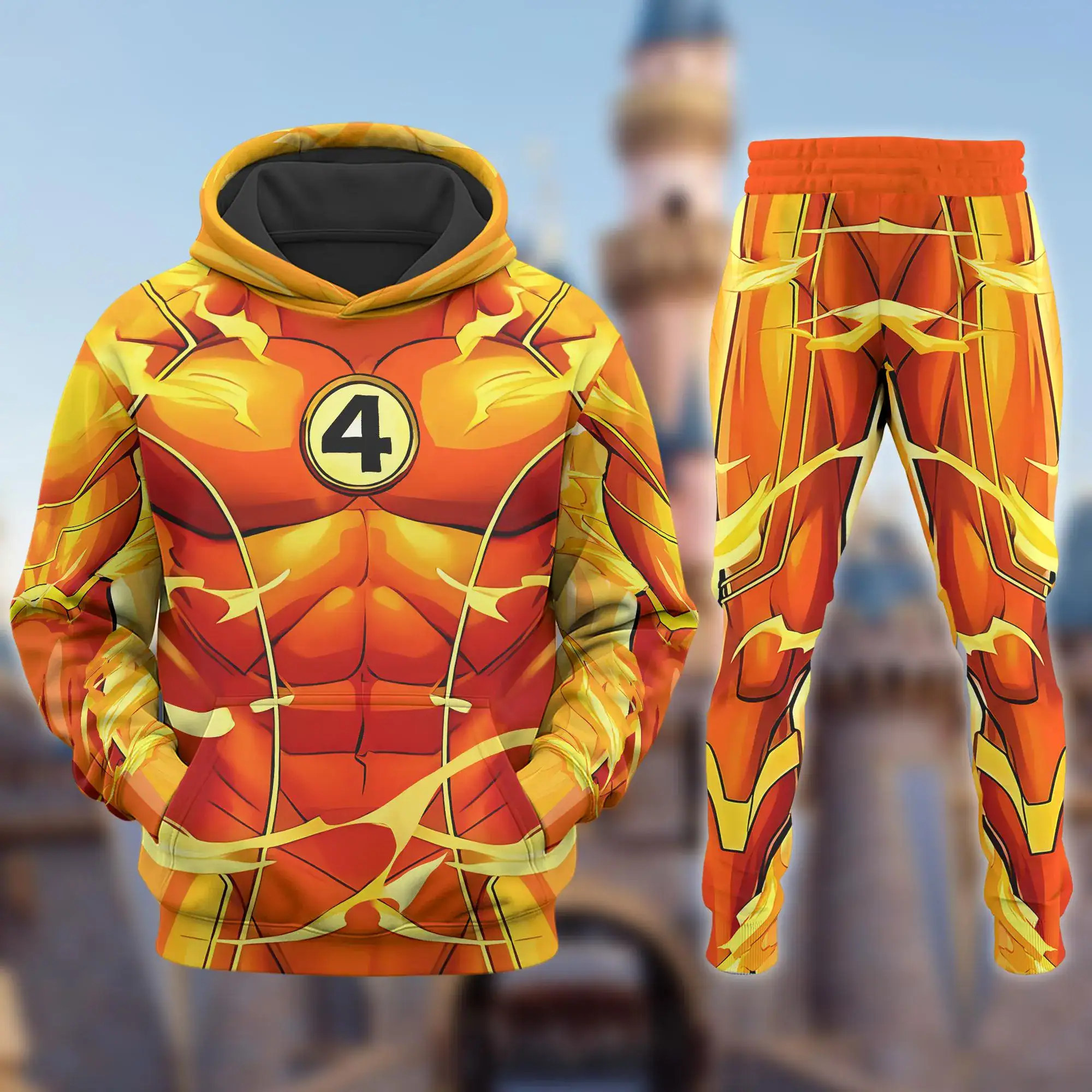 Johnny Storm Human Torch 3D Hoodie, Fantastic Four First Steps Sweatshirt, Avengers Costume T-Shirt, Super Hero Cosplay Costume Tee