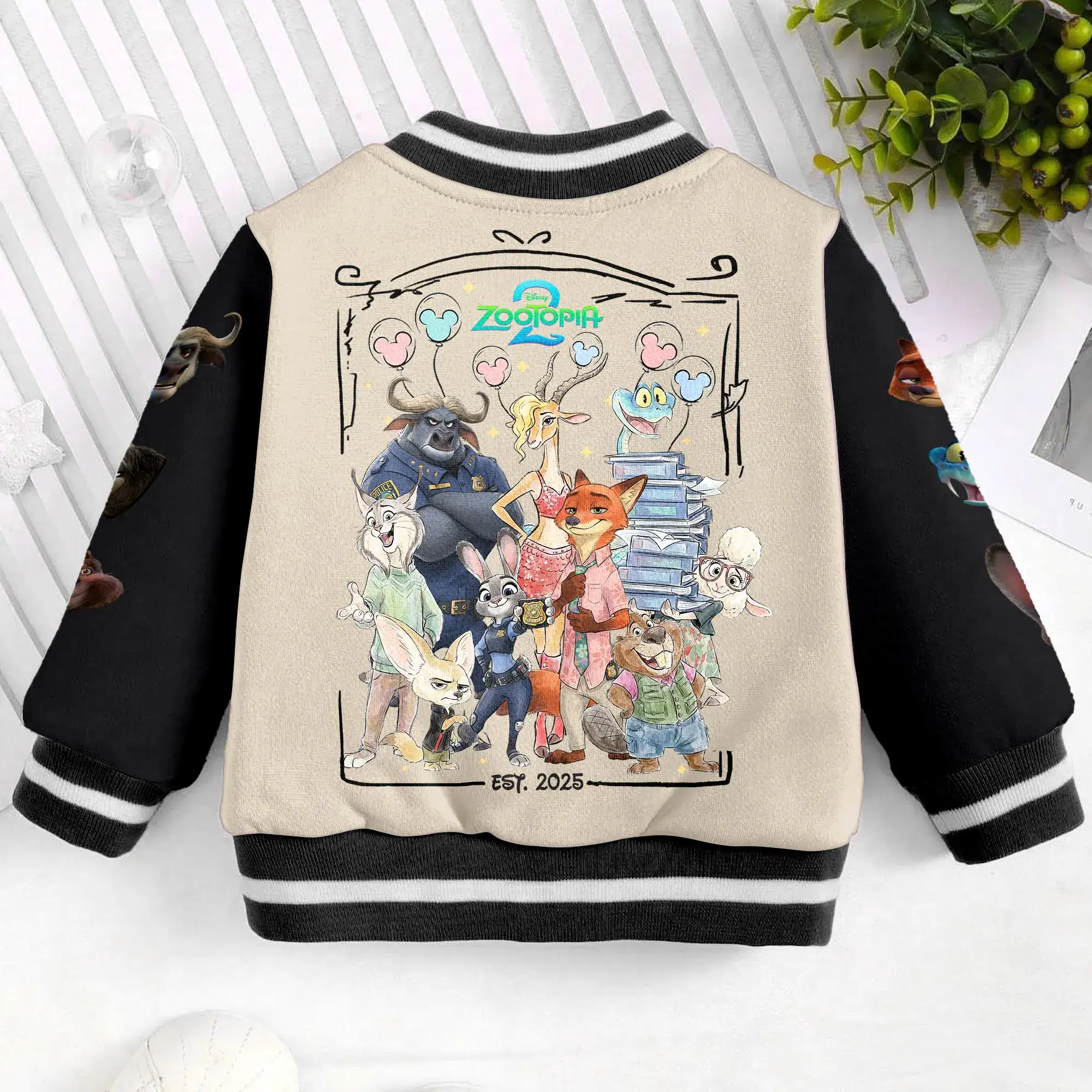 Zootopia 2 Nick Wilde Judy Hopps Flash Gary Snake Kids and Youth Baseball Jacket, Aldult Unisex Varsity Baseball Jacket
